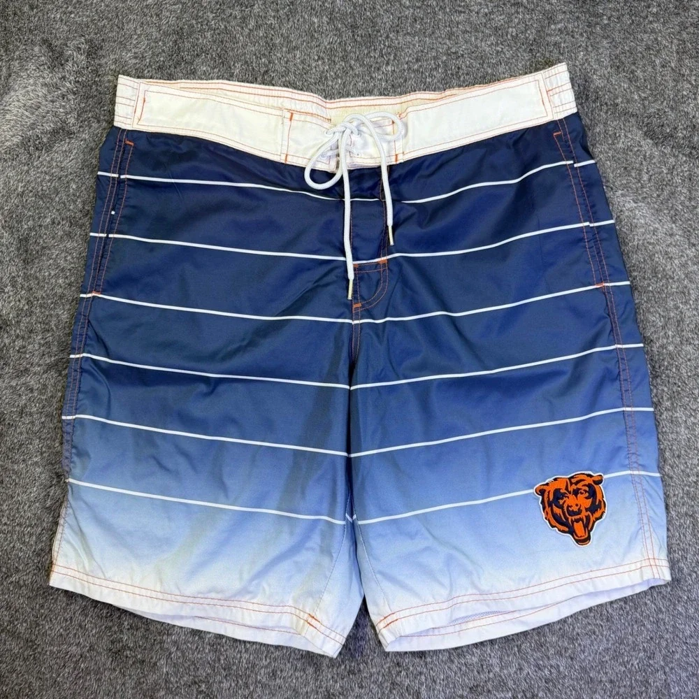 Chicago Bears‎ NFL Mens Board Shorts Blue Gradient Striped Swim Trunks XL